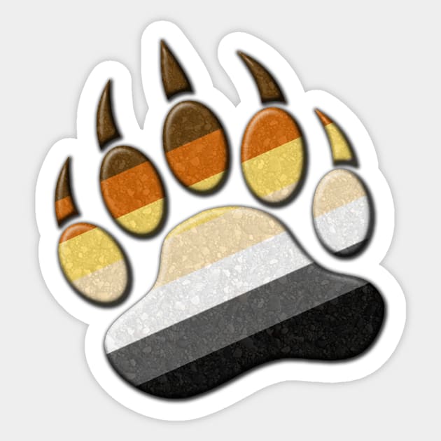 Gay Bear Pride Flag Colored Paw Symbol Sticker by LiveLoudGraphics